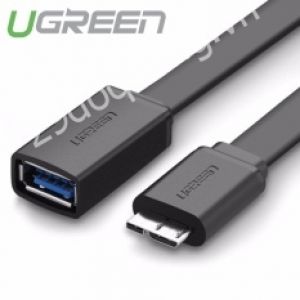 Dây Micro USB 3.0 OTG sang USB 3.0 dạng dẹp cho Samsung Note 3 S4/S5 dài 20CM UGREEN US127 10801 (đen)
