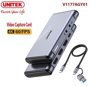 Bộ Capture 4K@60Hz UNITEK V1177AGY01, Ghi hình chuyên nghiệp, Live Stream mượt, Hỗ trợ PS5/Xbox